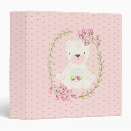Cute Bear Floral Wreath and Hearts Binder