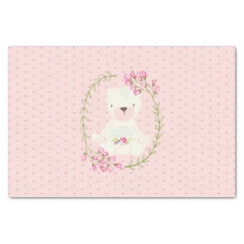 Cute Bear Floral Wreath And Hearts Tissue Paper by GiftsGaloreStore at Zazzle