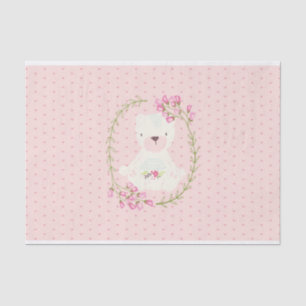 Cute Bear Floral Wreath and Hearts Tissue Paper