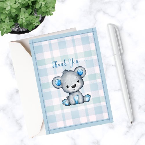 Cute Bear For Boy Baby Shower Thank You