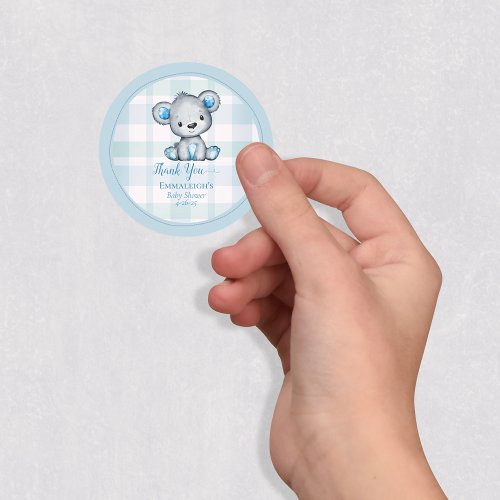 Cute Bear For Boy Favor Thank You Classic Round Sticker