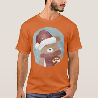cute bear for christmas with christmas hat retro T-Shirt