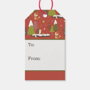 Cute Bear, Fox, & Hedgehog Kids Funny Christmas  Gift Tags