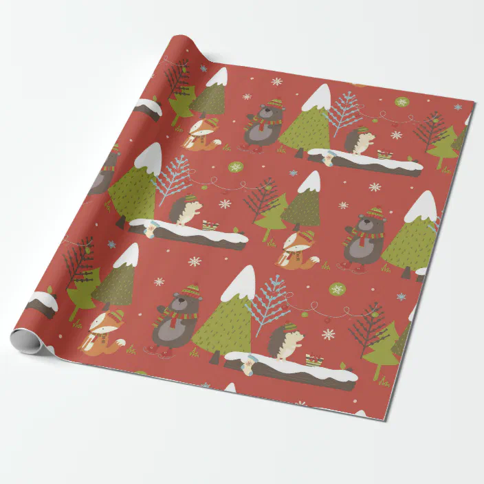 Cute Childrens Baby Gift Wrap Kids Party Animals Fox Bear Wrapping Paper Present 