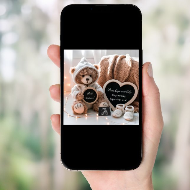 Cute Bear Gender Neutral Baby Announcement (Front Digital)