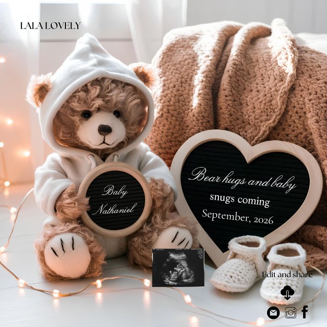 Cute Bear Gender Neutral Baby Announcement (Creator Uploaded)