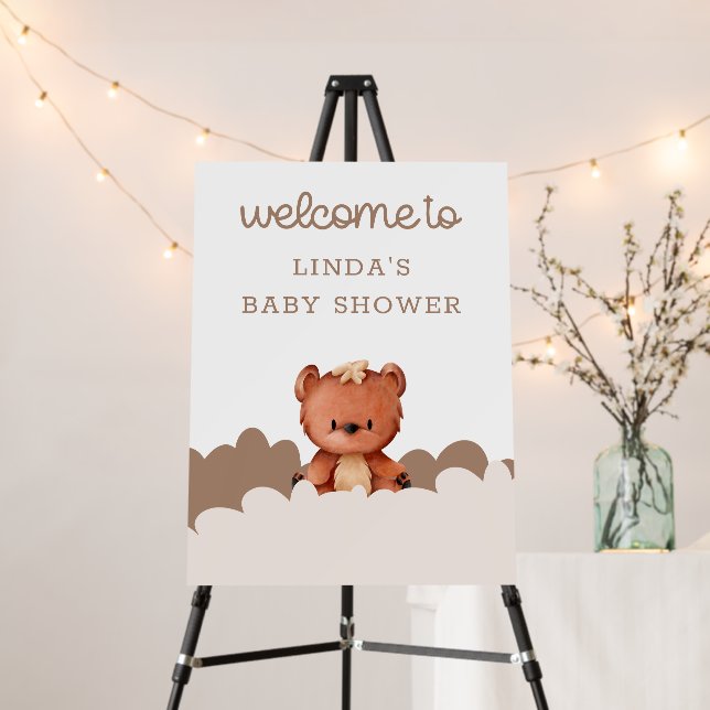 Cute Bear Gender Neutral Baby Shower Foam Board (In Situ (Stand))