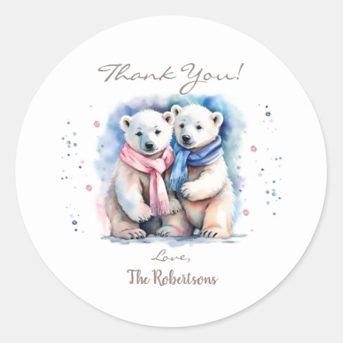 Cute Bear Gender Reveal Thank You Favor Sticker
