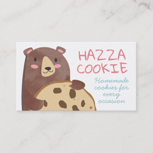 Cute bear giant cookie bakery baking business card