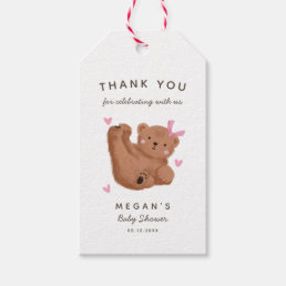 Cute Bear Girl Baby Shower Thank You  Gift Tags