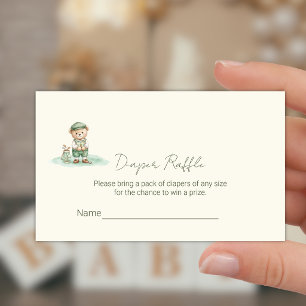 Cute Bear Golfing Diaper Raffle Ticket  Enclosure Card