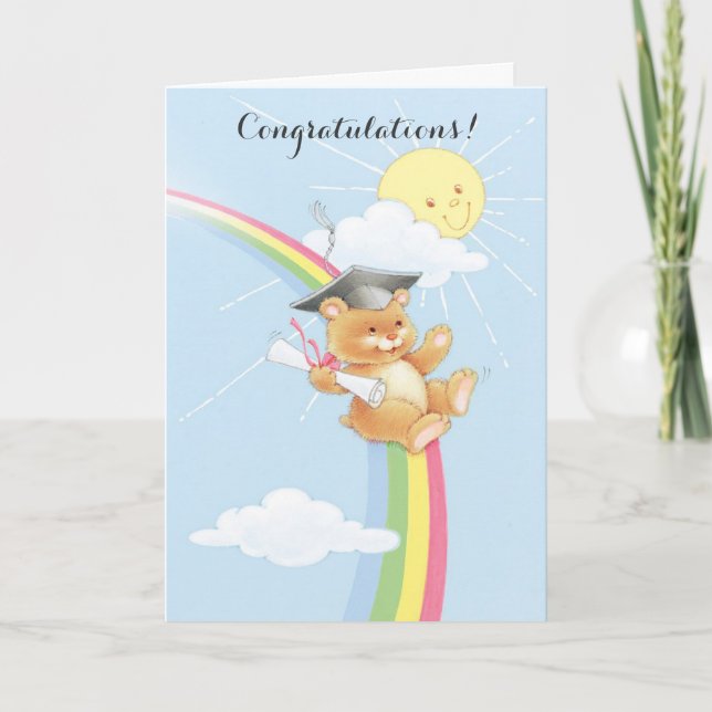 Cute bear graduation animals customizable card (Front)