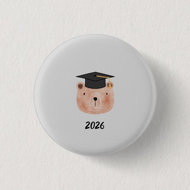 Cute Bear Graduation Ornament | Personalized Class Button (Front)