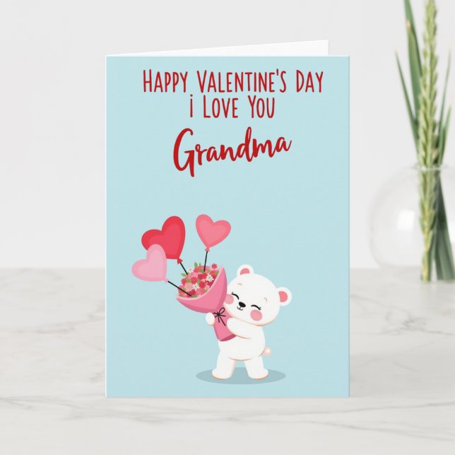 Cute Bear Grandma Valentines Card (Front)