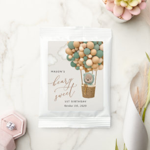 Cute Bear, Green Balloons, First Birthday Hot Chocolate Drink Mix