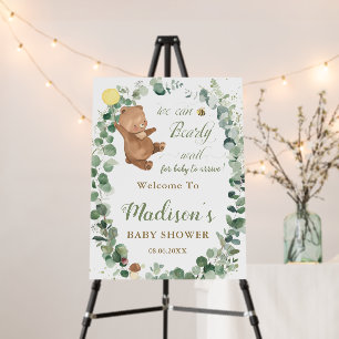 Cute Bear Greenery Gender Neutral Shower Welcome Foam Board