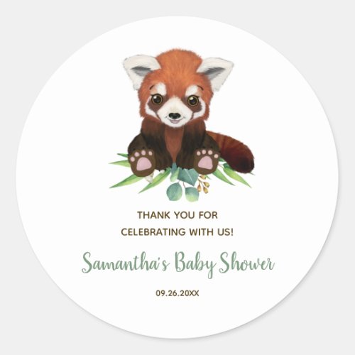 Cute Bear Greenery Neutral Baby Shower Favor Classic Round Sticker