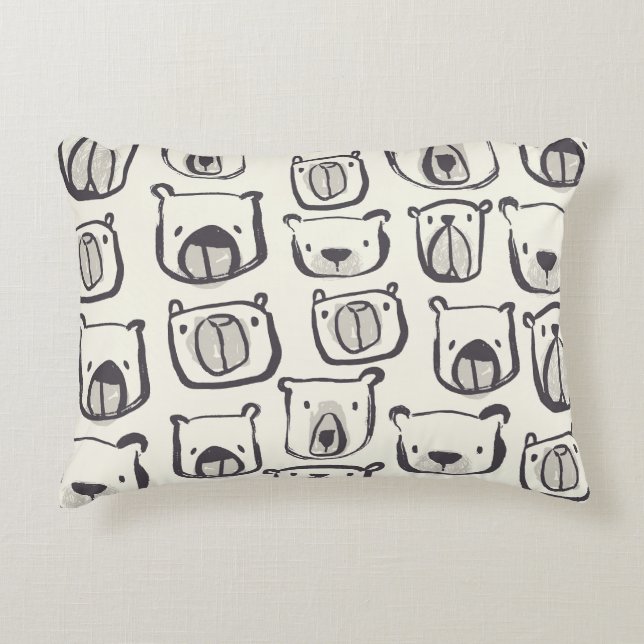 Cute bear, hand-drawn seamless pattern. accent pillow (Front)