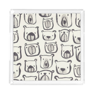 Cute bear, hand-drawn seamless pattern. acrylic tray