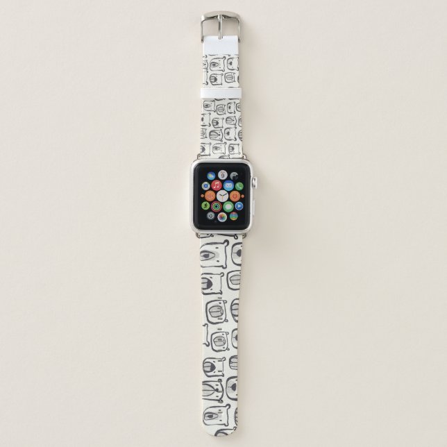 Cute bear, hand-drawn seamless pattern. apple watch band (Front)