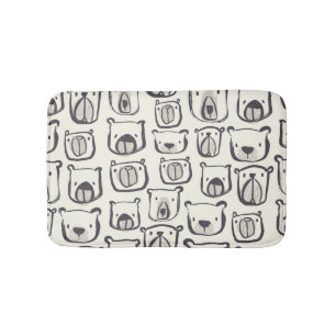 Cute bear, hand-drawn seamless pattern. bath mat