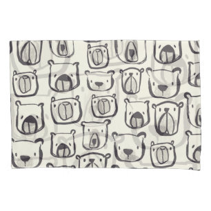 Cute bear, hand-drawn seamless pattern. pillow case
