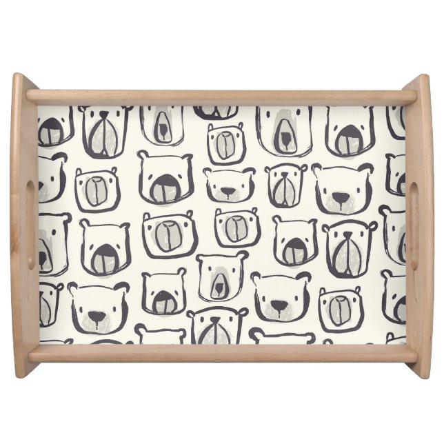 Cute bear, hand-drawn seamless pattern. serving tray (Front)