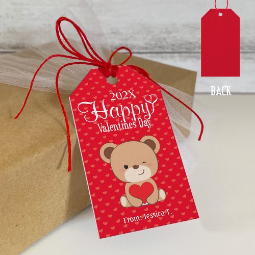 Cute Bear Happy Valentine Gift Tag