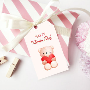 Cute Bear Heart Happy Valentine's Day Gift Tags