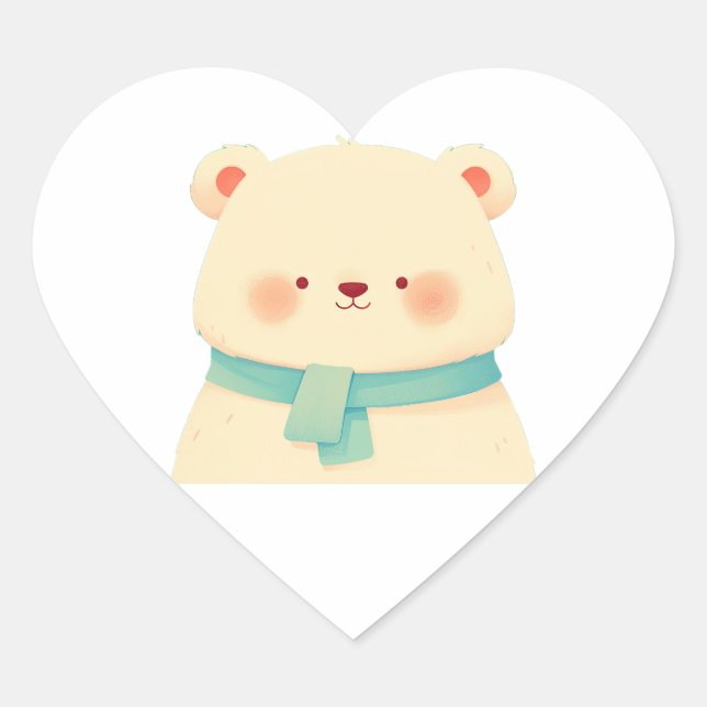 Cute Bear Heart Sticker (Front)