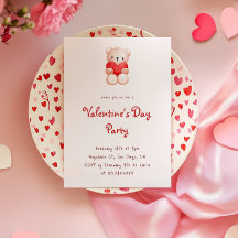 Cute Bear Hearts Valentine's Day Party Invitation