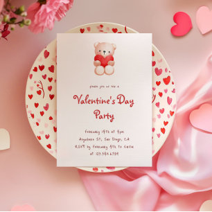 Cute Bear Hearts Valentine's Day Party Invitation