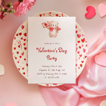 Cute Bear Hearts Valentine's Day Party Invitation