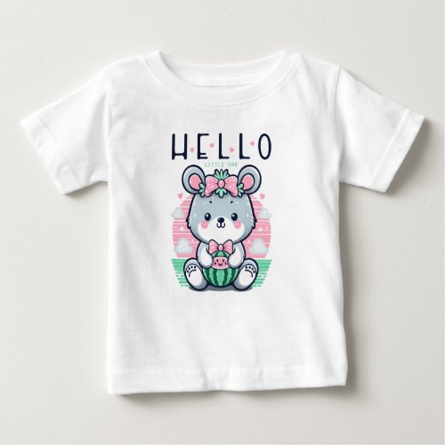 Cute bear hello little one baby T_Shirt