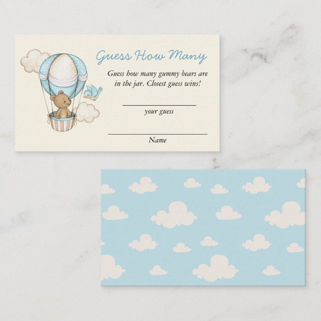 Cute Bear Hello Little One Guess How Many Game Enclosure Card (Front/Back)