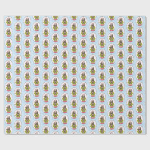 Cute Bear Holding Gingerbread House Holiday Wrap Wrapping Paper