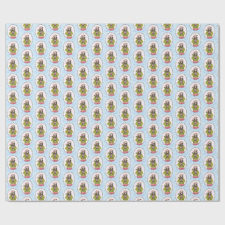 Cute Bear Holding Gingerbread House Holiday Wrap Wrapping Paper