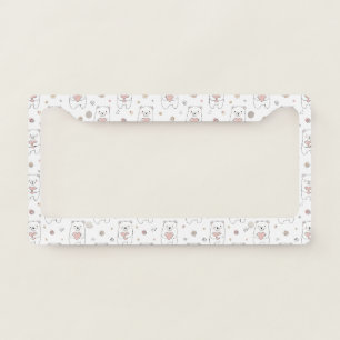 Cute Bear Holding Heart -- Pastel Nursery License Plate Frame