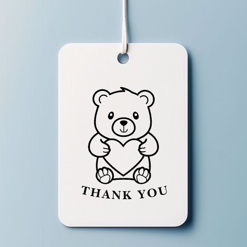 Cute Bear Holding Heart Thank You Rubber Stamp
