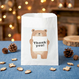 Cute Bear Holding name or message Sign Favor Bag