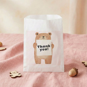 Cute Bear Holding name or message Sign pink Favor Bag