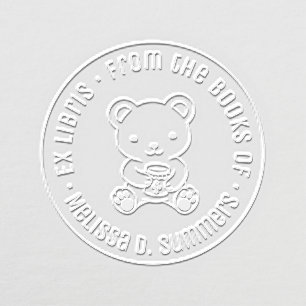 Cute Bear Honey Jar Ex Libris Bookplate Embosser