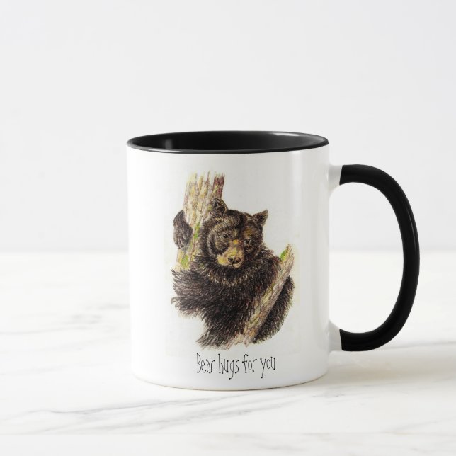 Cute, Bear Hugs for you, Black Bear Mug (Right)