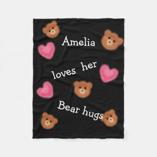 Cute Bear Hugs Personalized Fleece Blanket