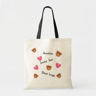 Cute Bear Hugs Personalized Tote Bag