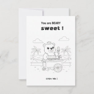 Cute Bear Ice Cream Coloring valentine card