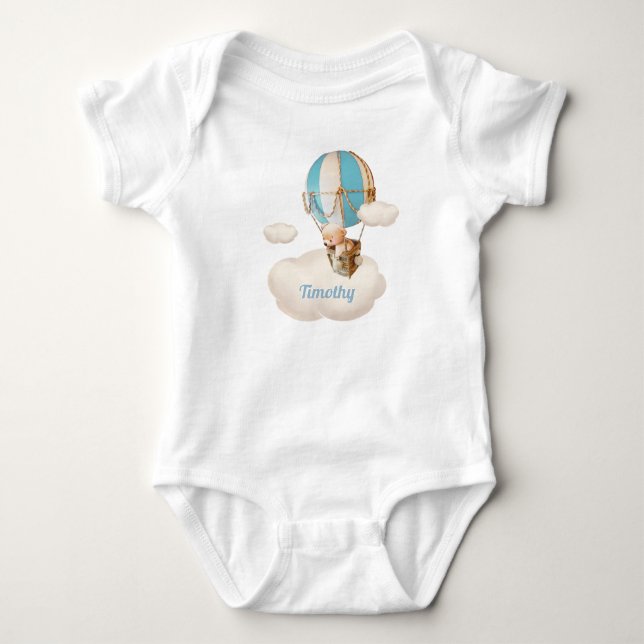 Cute Bear in Hot-Air-Balloon Baby Bodysuit (Front)