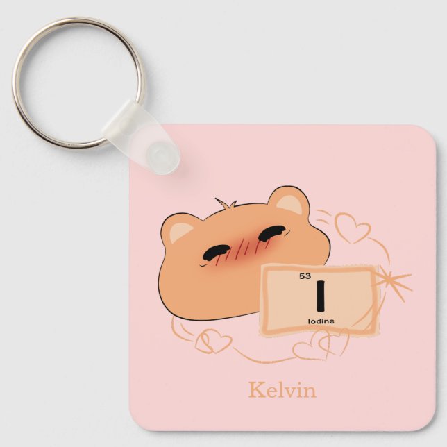 Cute Bear In Love "I" Personalize Couple Keychain (Front)