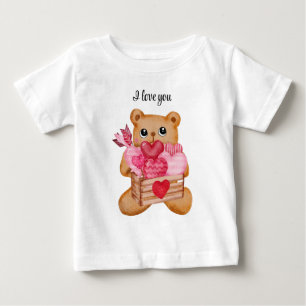 Cute Bear in Love Illustration Baby T-Shirt