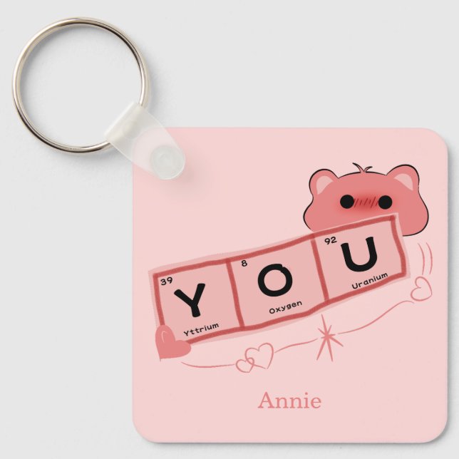 Cute Bear In Love "You" Personalize Couple  Keychain (Front)